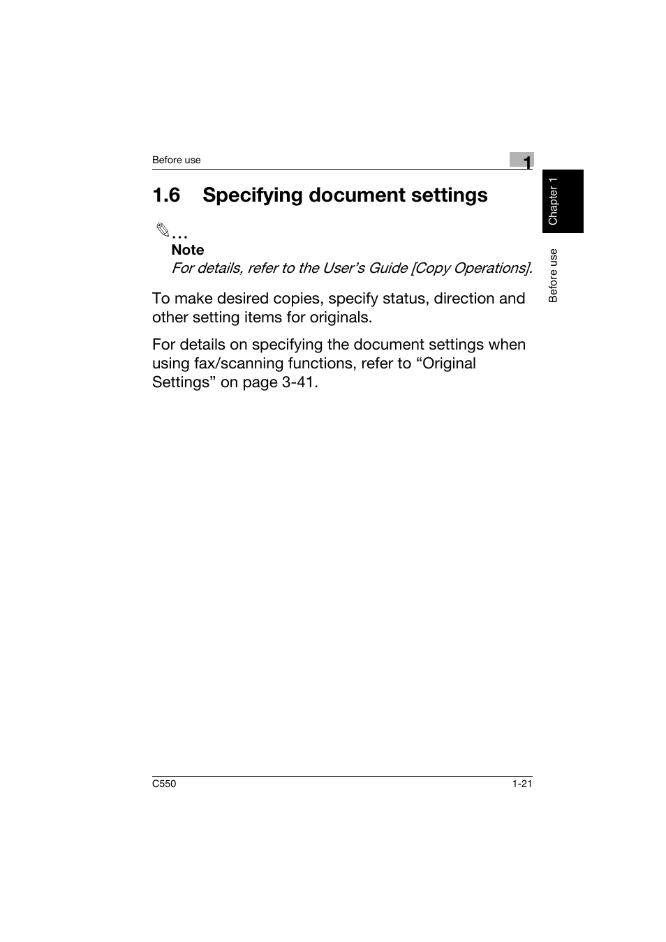 6 specifying document settings, 6 specifying document settings -21 | Konica Minolta C550 User Manual | Page 30 / 164