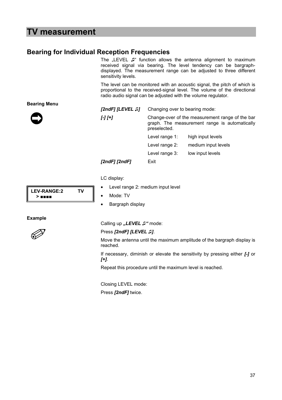 Tv measurement | Kathrein MSK 25 User Manual | Page 37 / 56