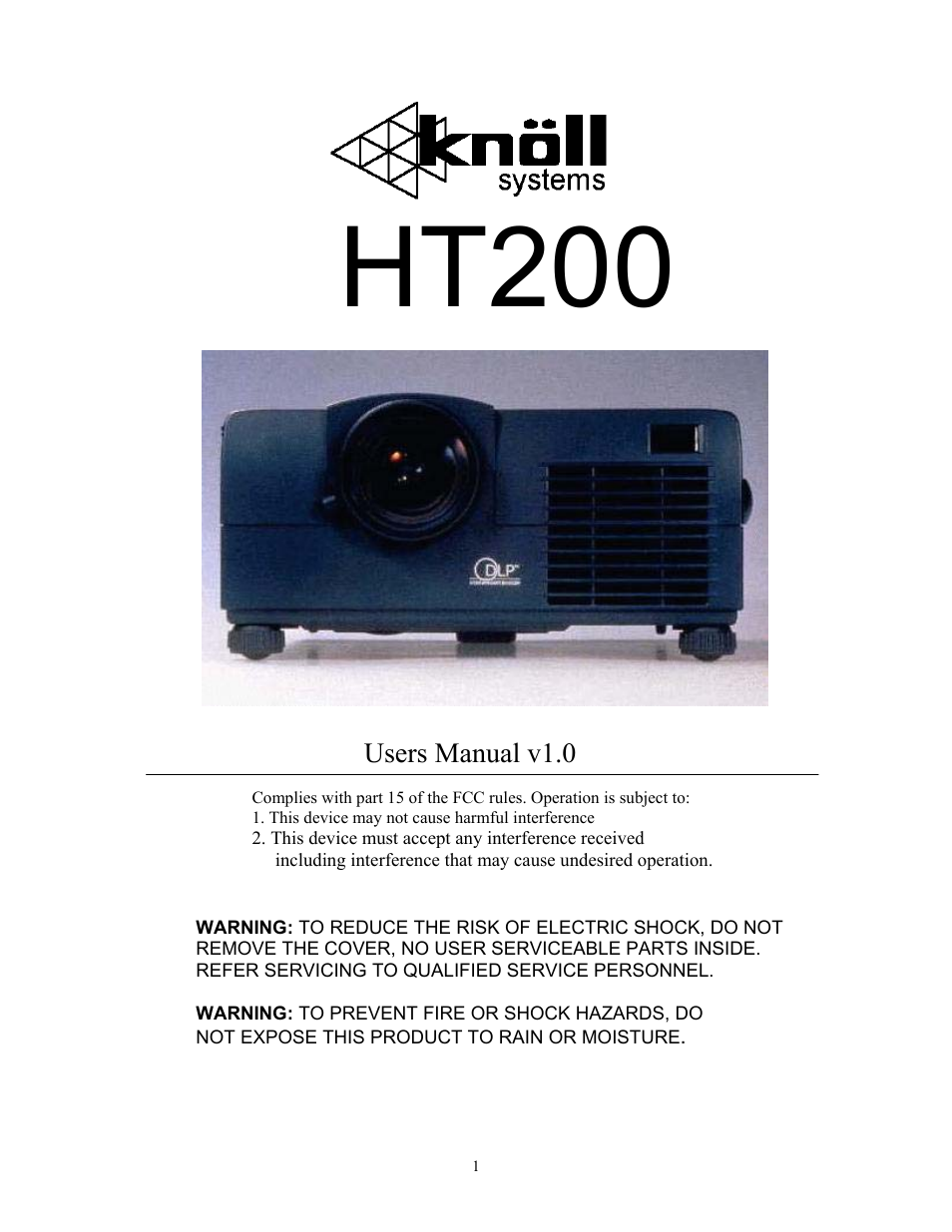 Knoll Systems HT200 User Manual | 30 pages