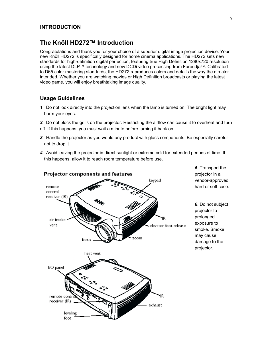 The knöll hd272™ introduction | Knoll Systems HD272 User Manual | Page 5 / 34