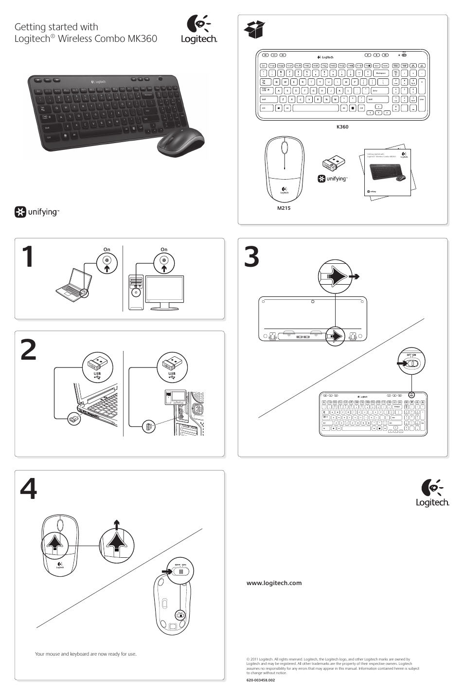 Logitech Wireless Combo MK360 User Manual | 2 pages