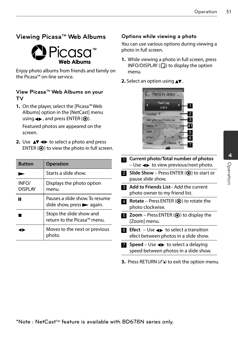Viewing picasa™ web albums | LG BD678N User Manual | Page 51 / 72