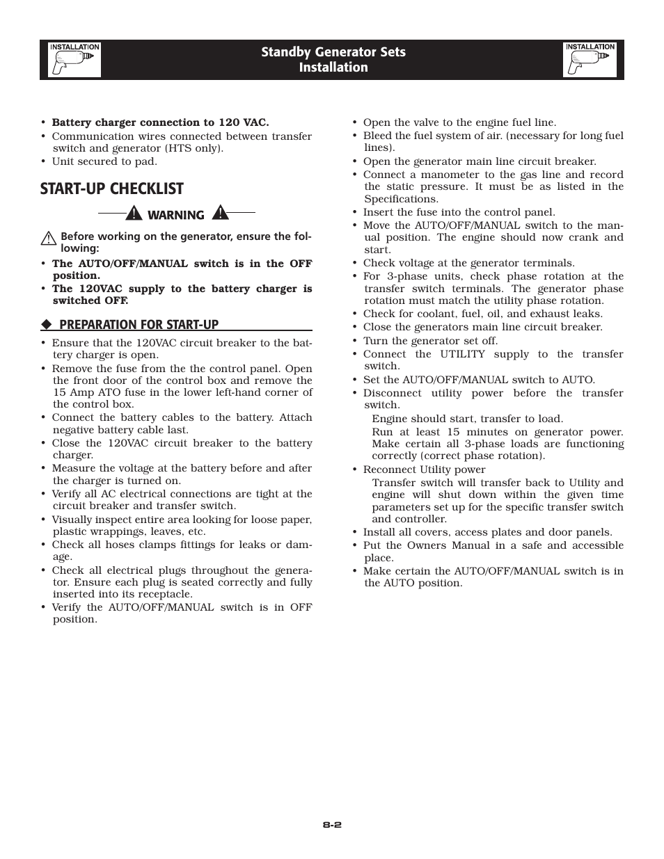 Start-up checklist | LG 30kW User Manual | Page 14 / 60