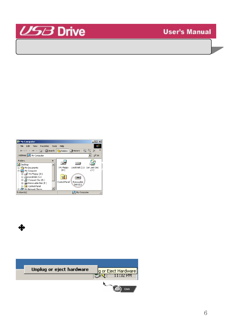 Installing/using usb drive in windows me/2000/xp | LG USB Drive User Manual | Page 6 / 22
