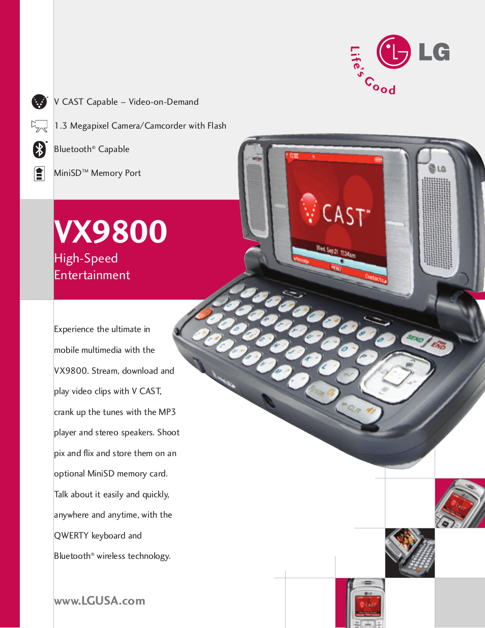LG MINISD VX9800 User Manual | 2 pages