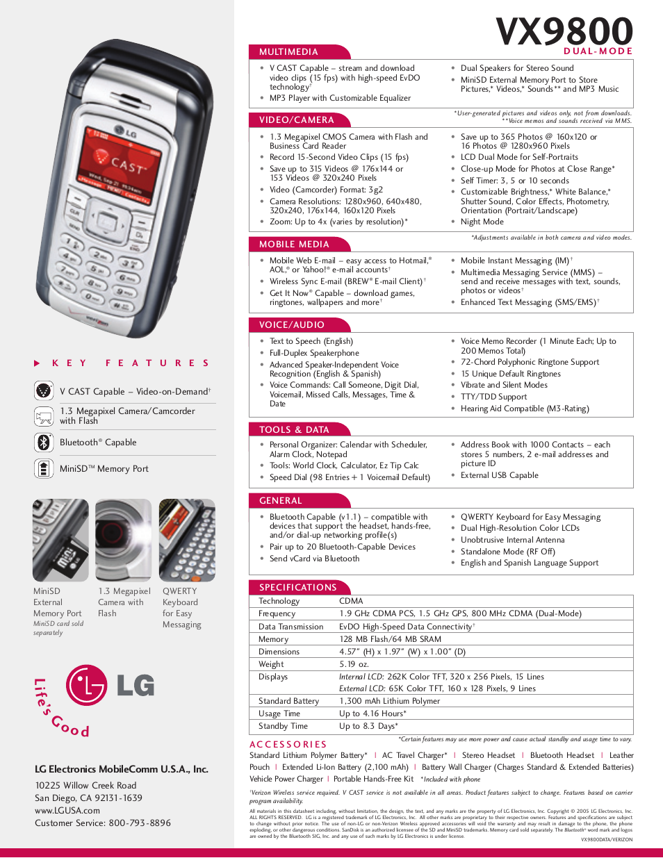 Vx9800 | LG MINISD VX9800 User Manual | Page 2 / 2