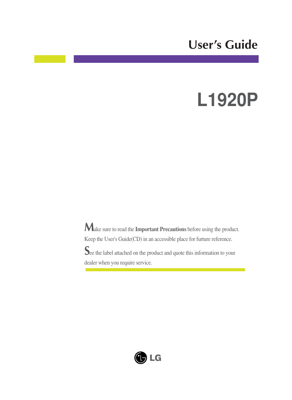 LG L1920P User Manual | 21 pages