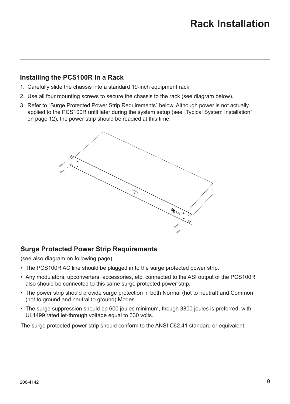 Rack installation | LG PCS100R User Manual | Page 9 / 16