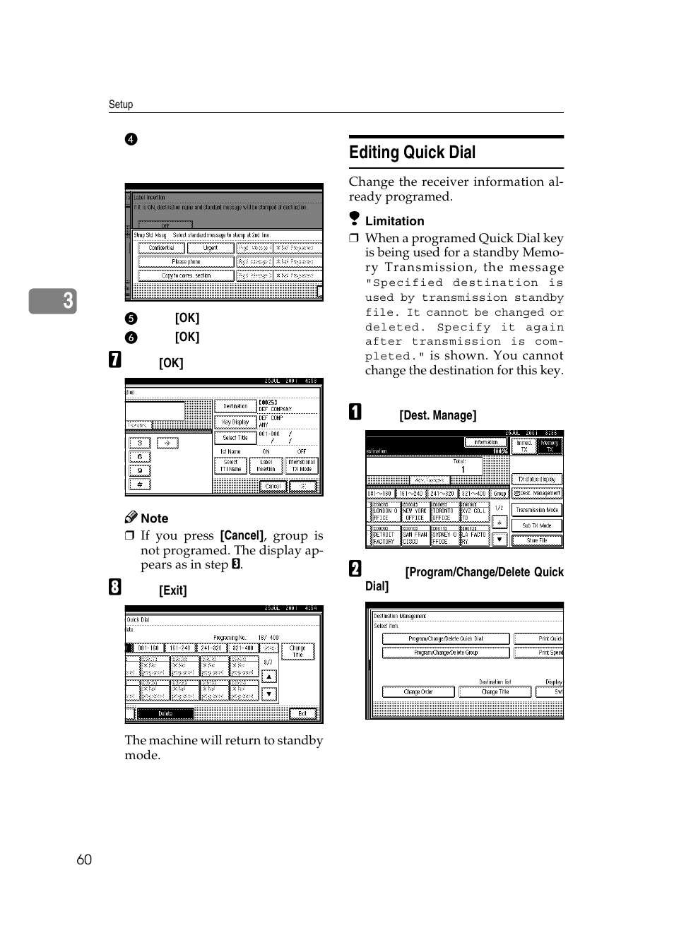 Editing quick dial | LG Option Type 1045 User Manual | Page 68 / 89