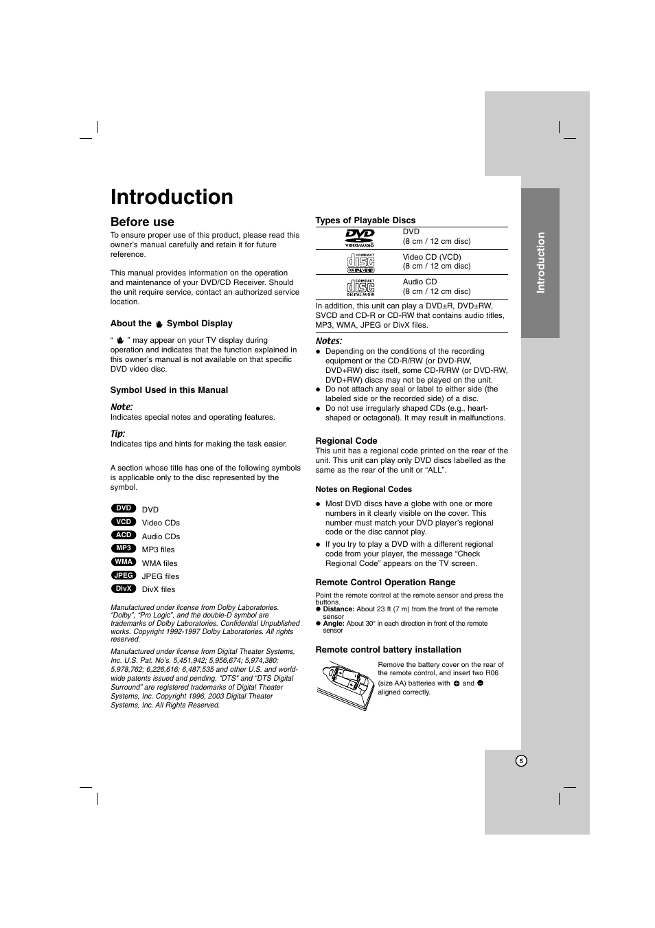Before use, Introduction | LG SH72PZ-F User Manual | Page 5 / 28