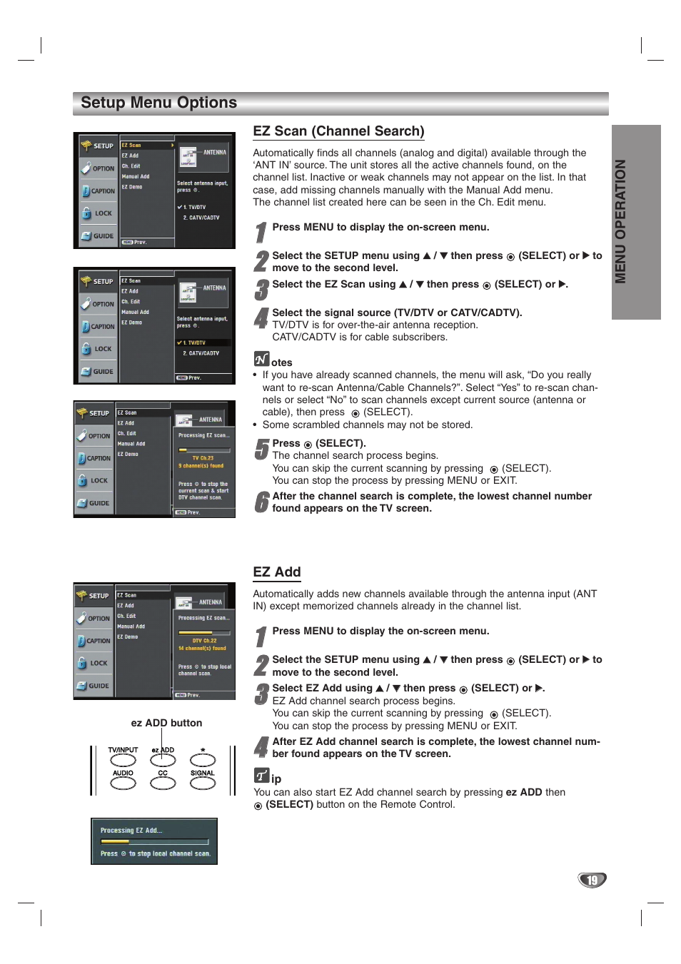 Setup menu options | LG LST-4200A User Manual | Page 19 / 48