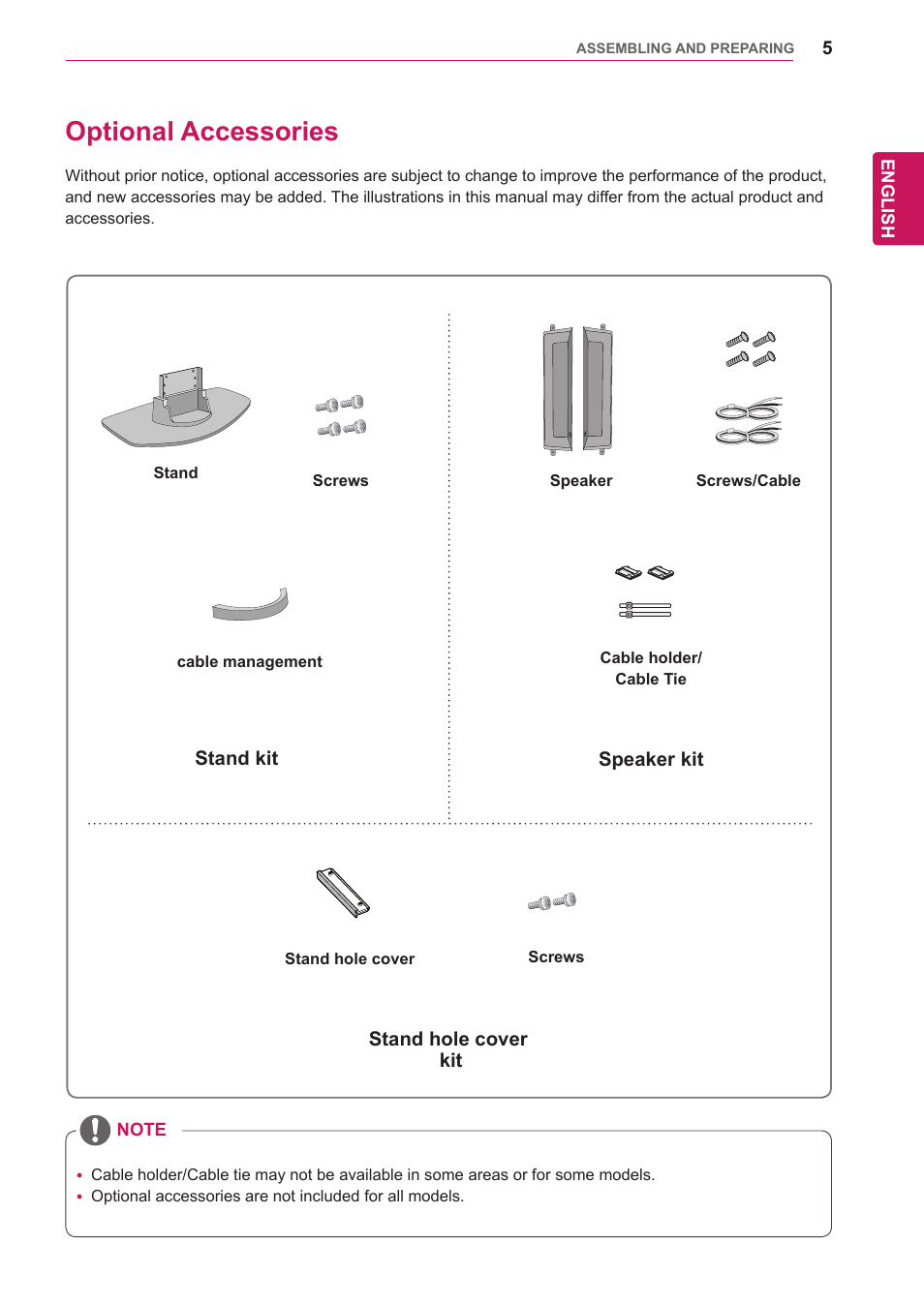 Optional accessories | LG 47VL10 User Manual | Page 5 / 48