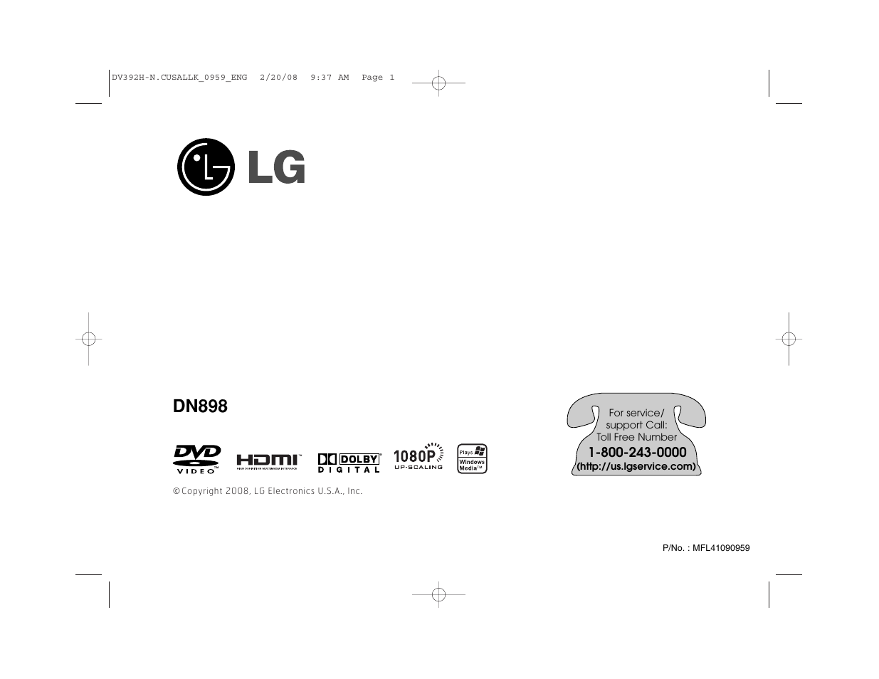 LG DN898 User Manual | 17 pages