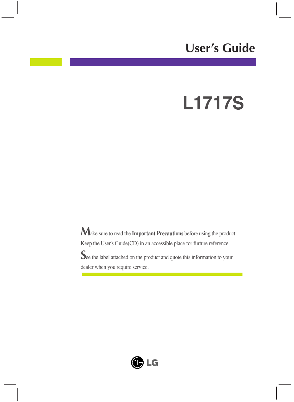 LG L1717S User Manual | 20 pages