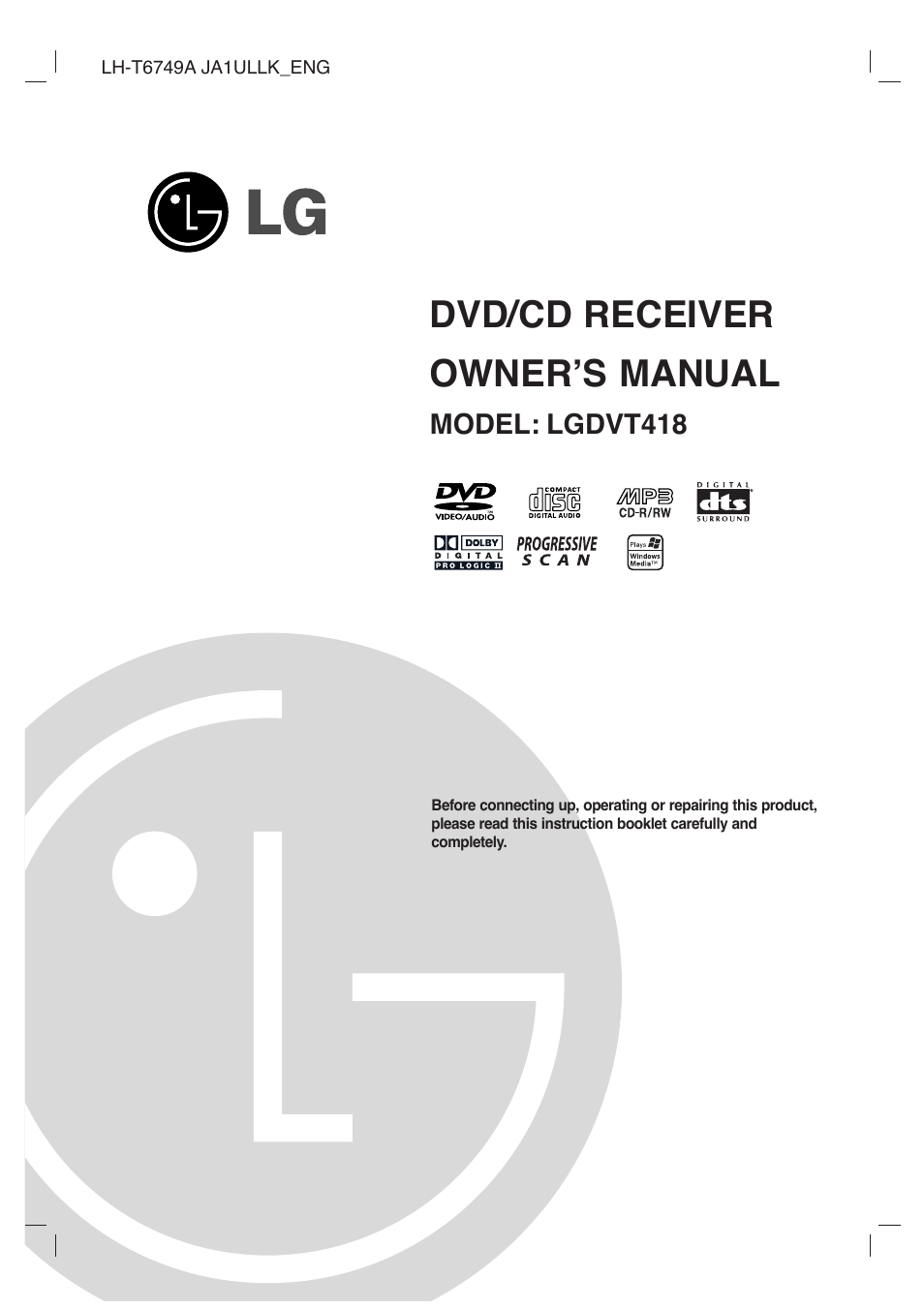 LG DVT418 User Manual | 40 pages