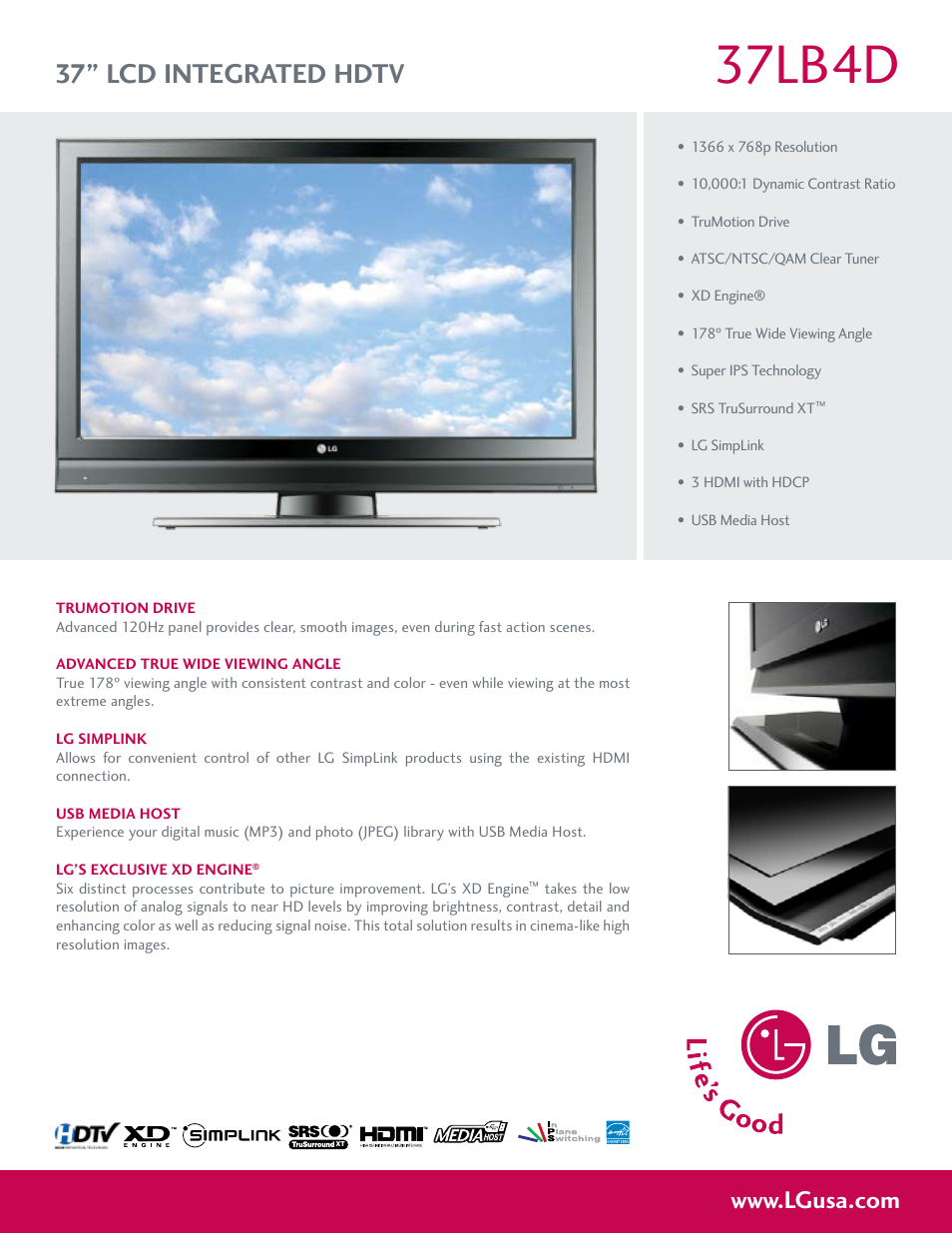 LG 37LB4D User Manual | 2 pages