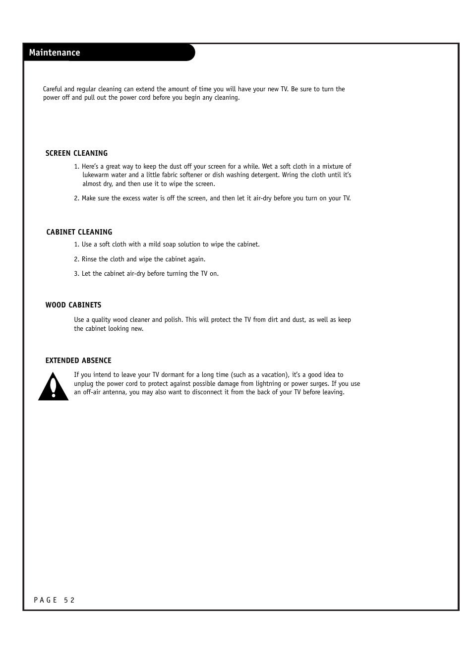 Maintenance | LG RU-52SZ61D User Manual | Page 52 / 60