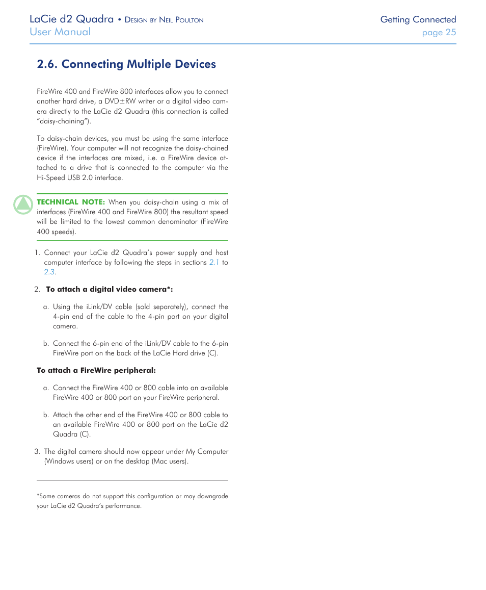 Connecting multiple devices, Lacie d2 quadra, User manual | LaCie FireWire 800 User Manual | Page 25 / 40