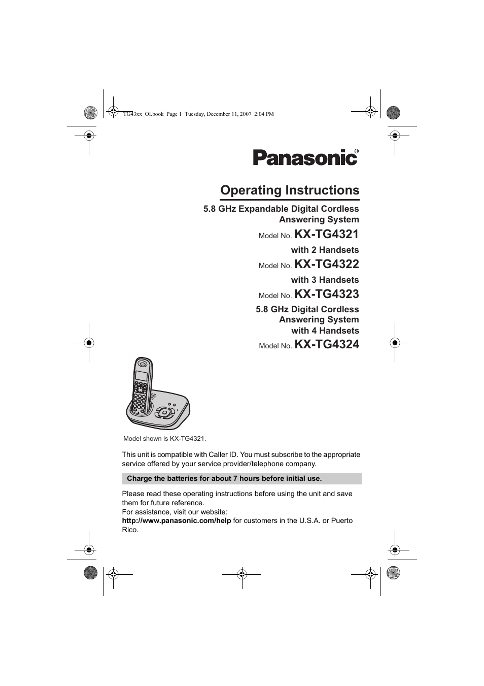 Panasonic KXTG4321 User Manual | 56 pages