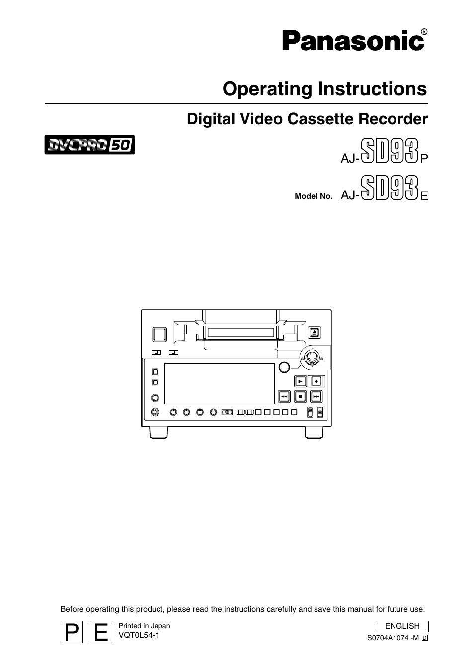 Panasonic AJ-SDd93 User Manual | 46 pages