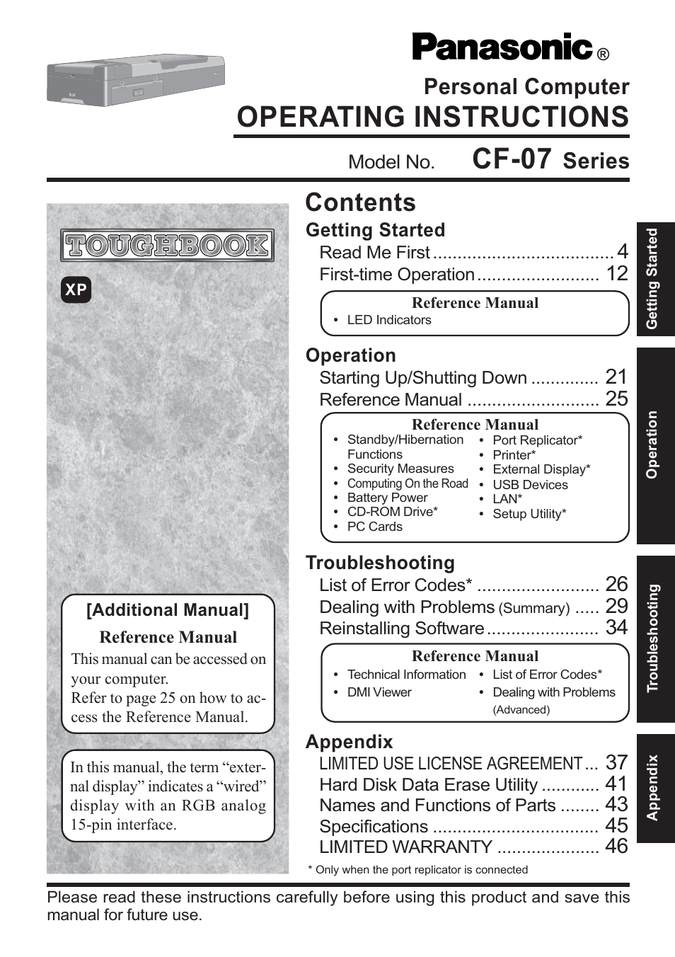 Panasonic CF-07 Series User Manual | 52 pages
