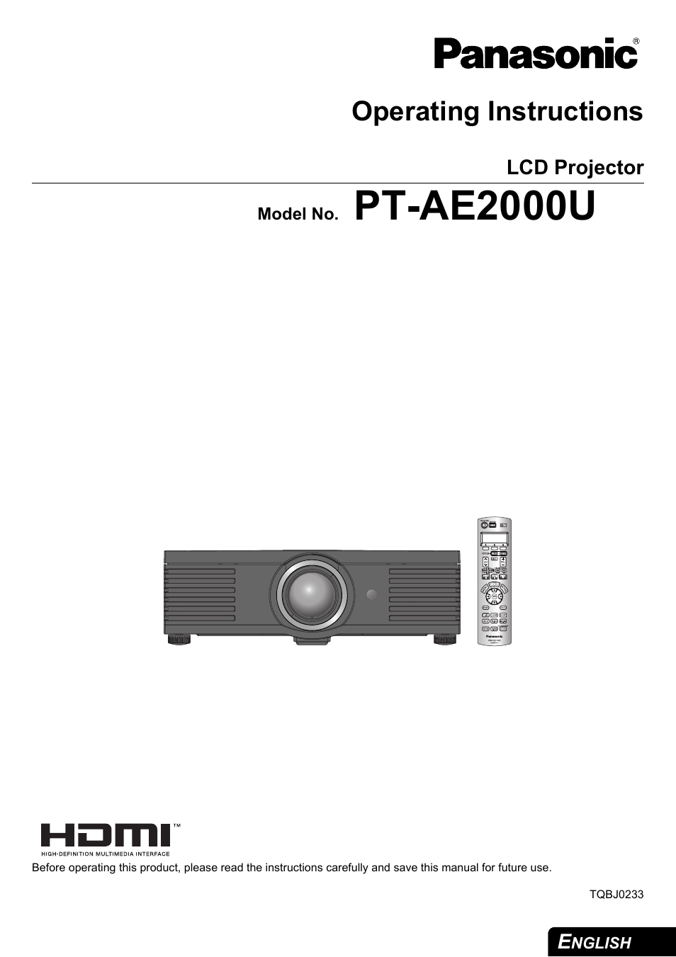 Panasonic PT-AE2000U User Manual | 58 pages