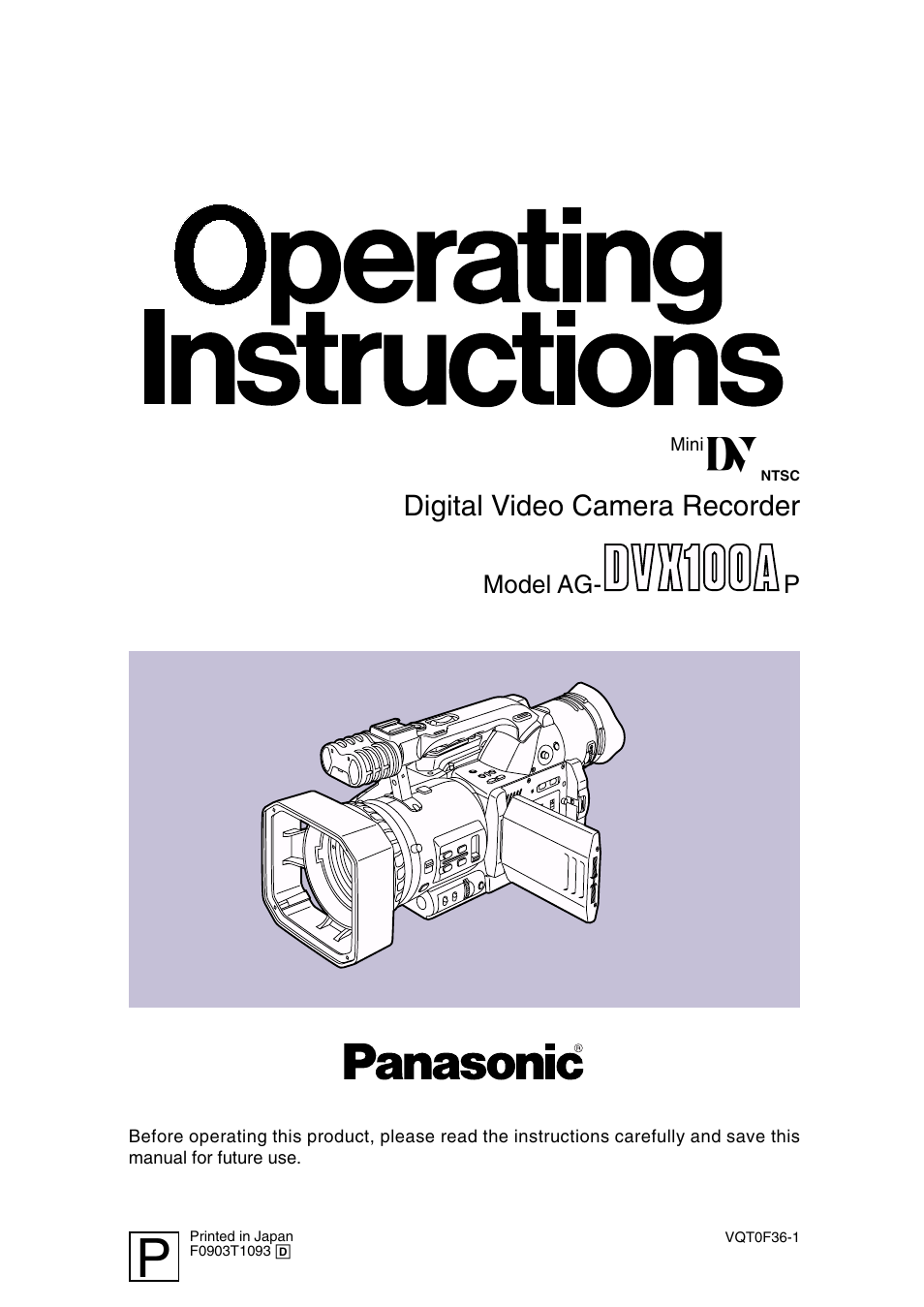 Panasonic AG-DVX100AP User Manual | 72 pages
