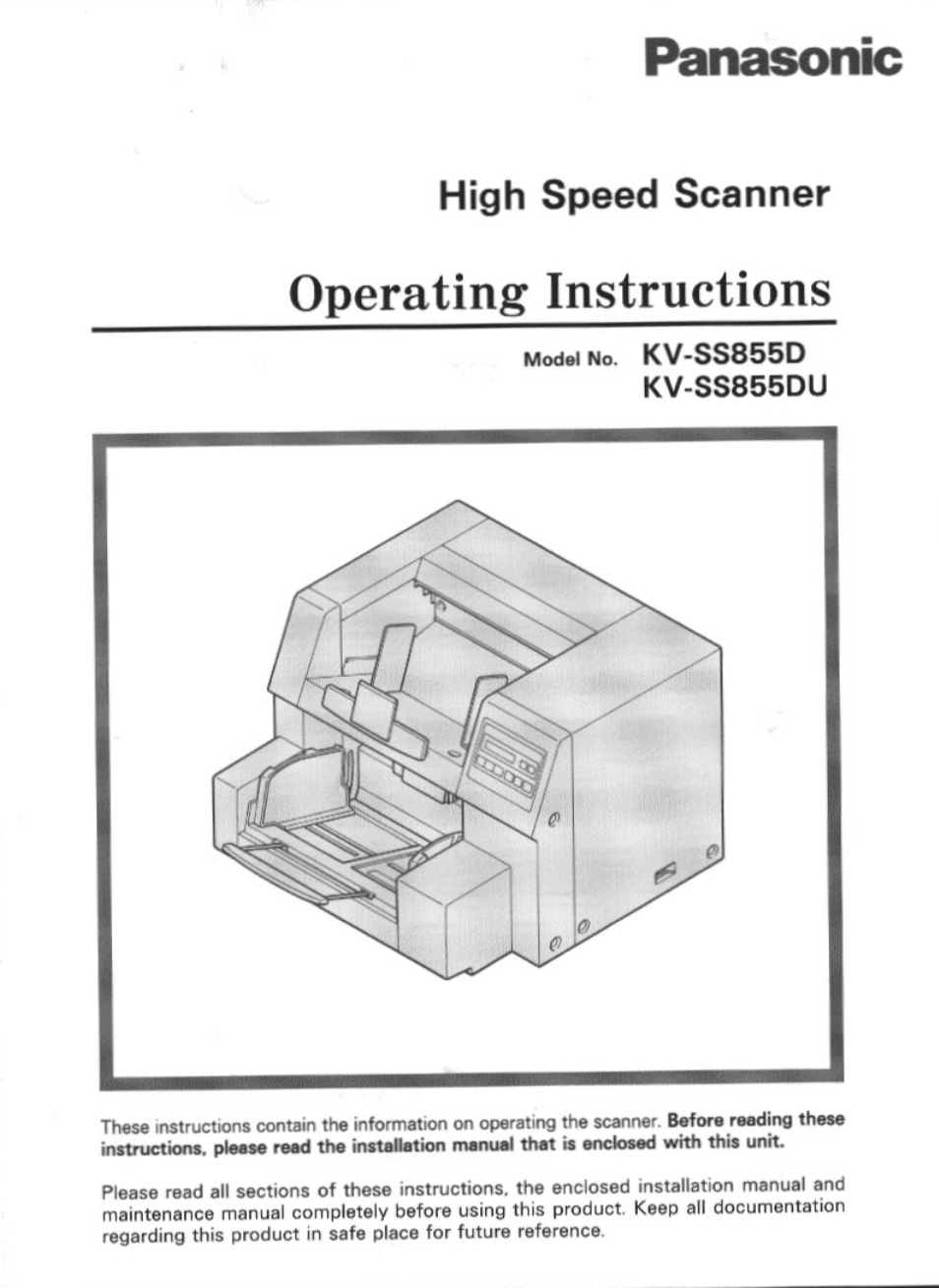 Panasonic KV-SS855D User Manual | 48 pages
