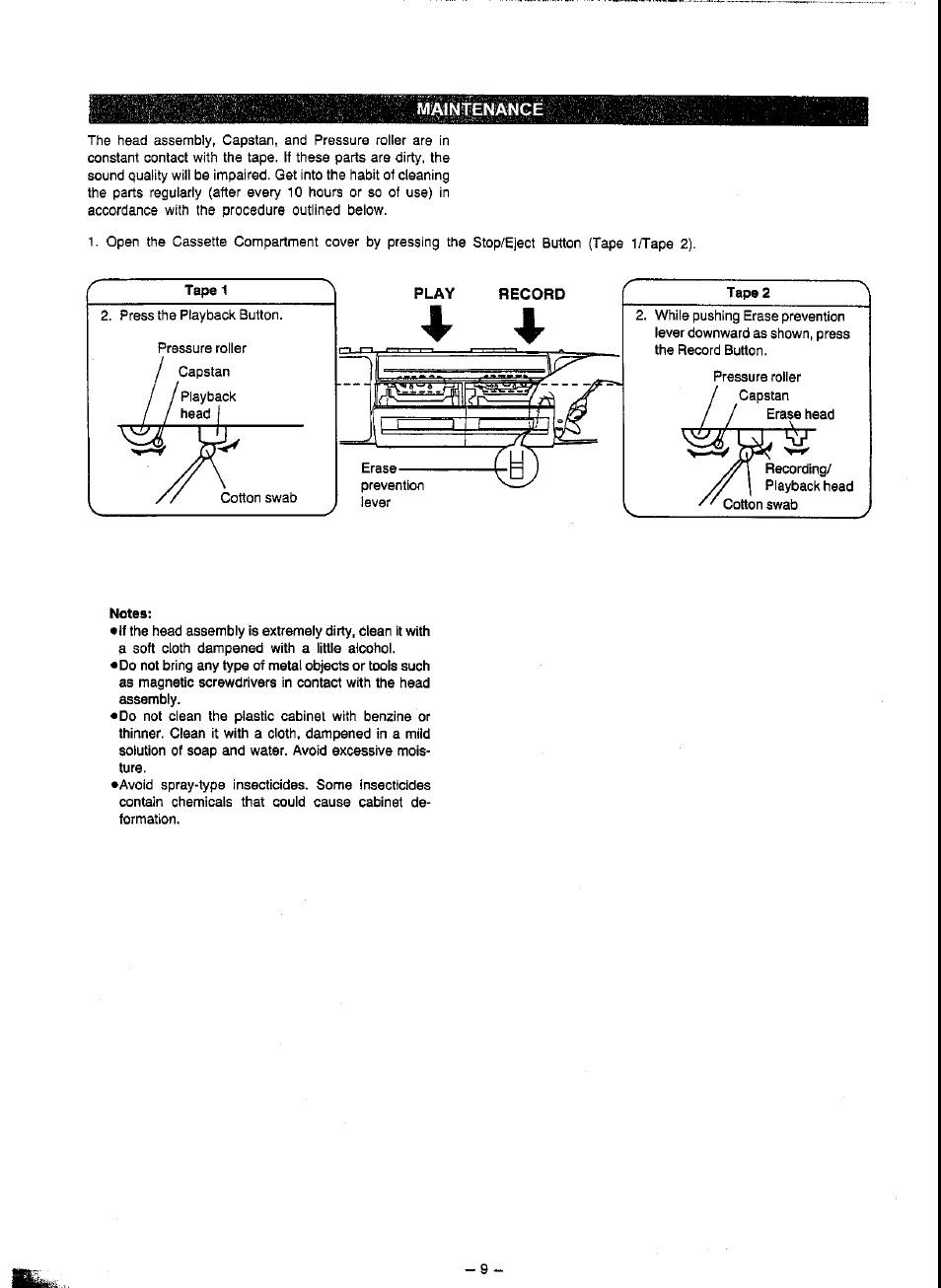 Maintenance | Panasonic RX-FT500 User Manual | Page 9 / 10