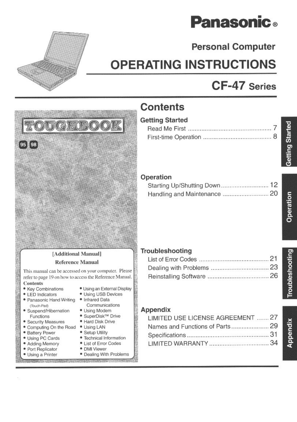 Panasonic CF-47 Series User Manual | 36 pages