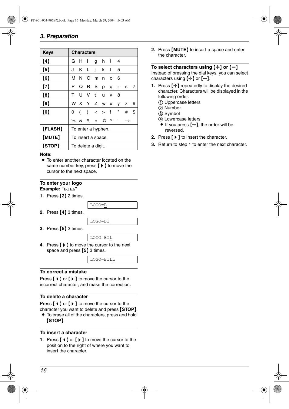 Preparation 16 | Panasonic KX-FT901BX User Manual | Page 16 / 64
