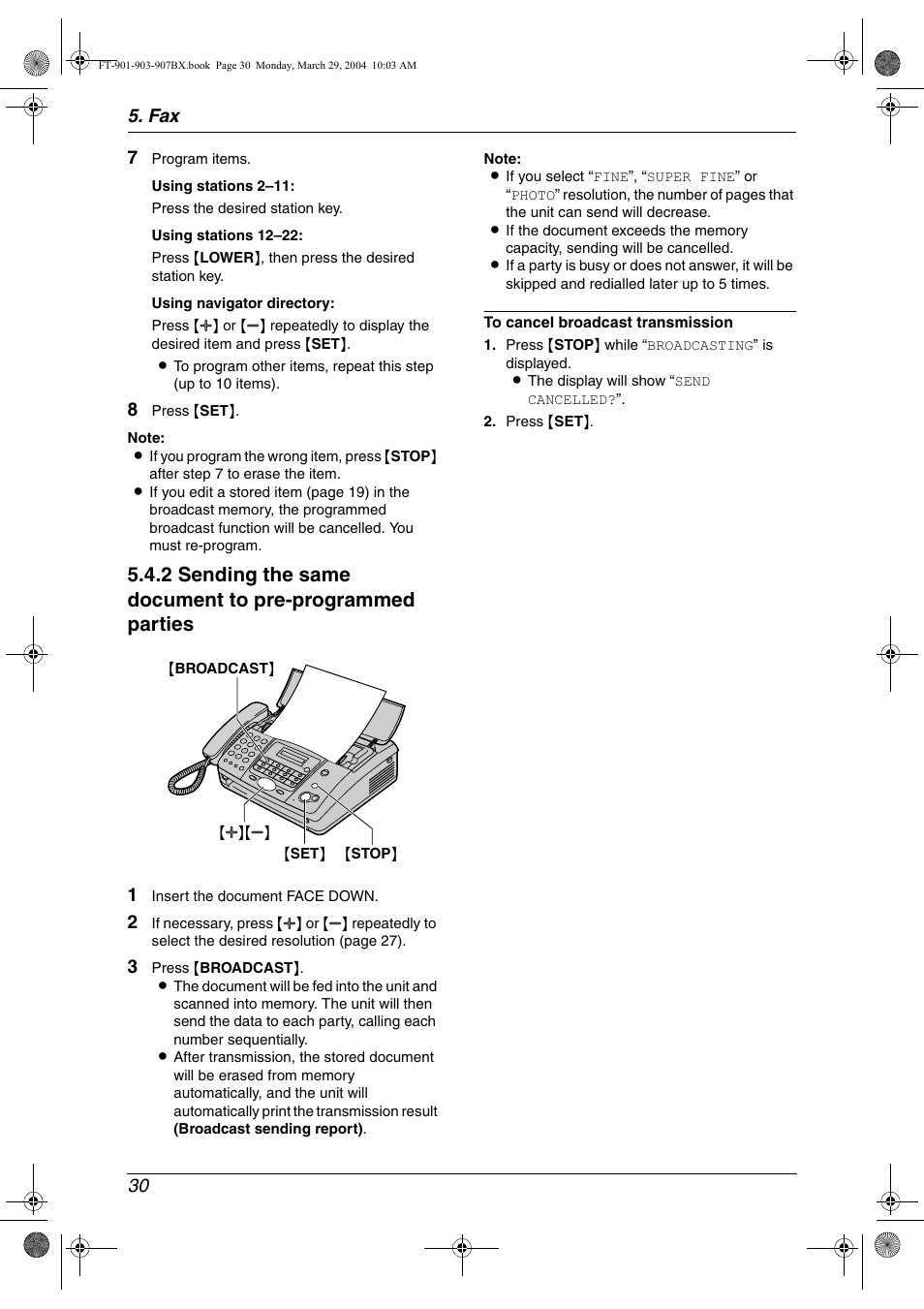Fax 30 7 | Panasonic KX-FT901BX User Manual | Page 30 / 64