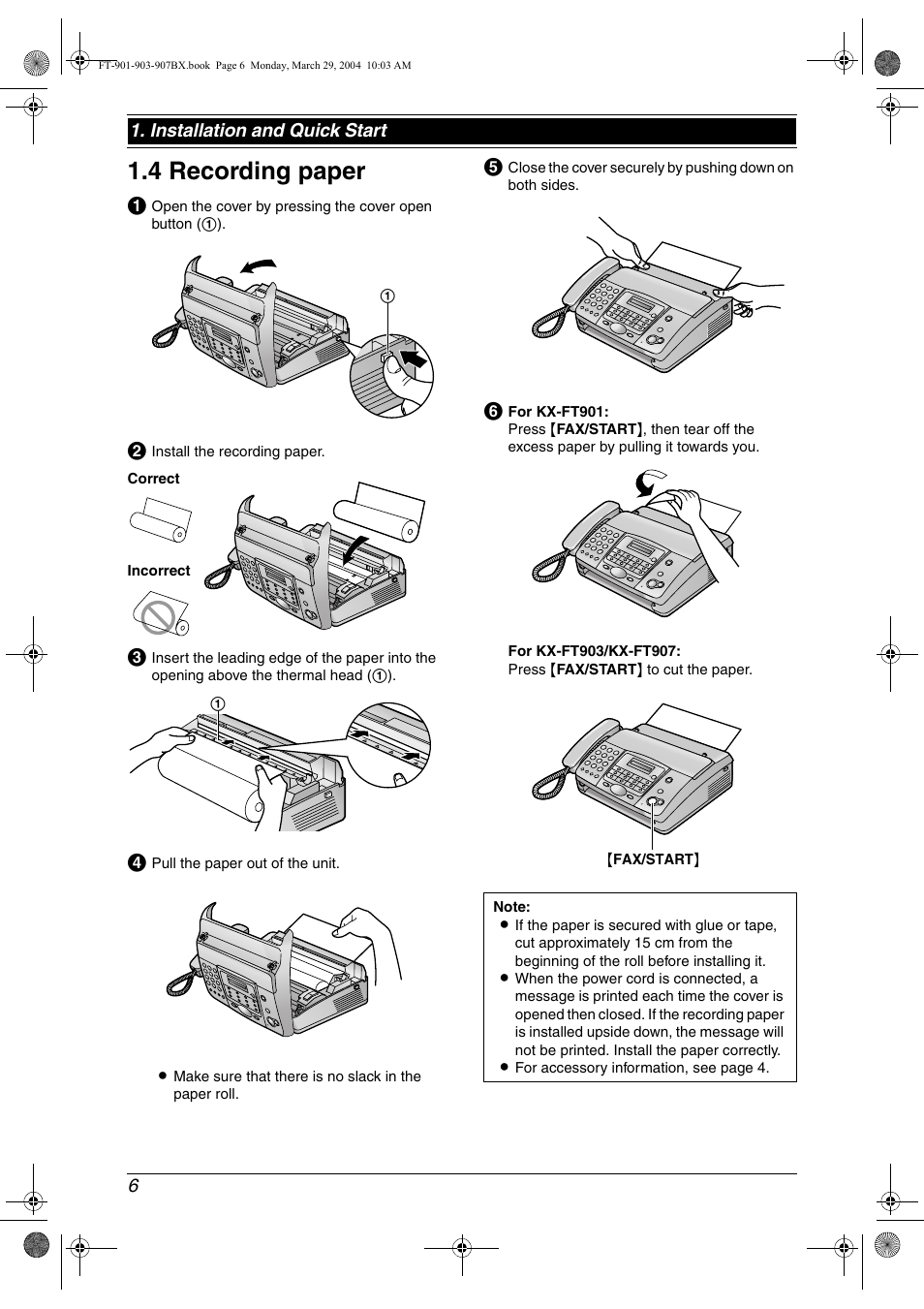 4 recording paper, Recording paper, 4 recording paper | Panasonic KX-FT901BX User Manual | Page 6 / 64
