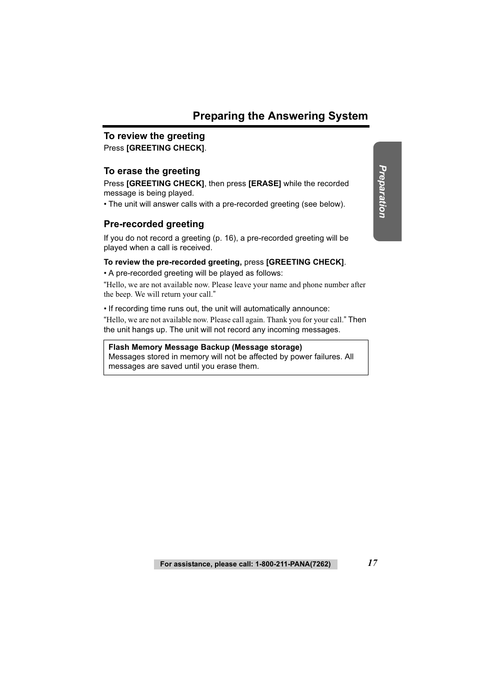 Preparing the answering system | Panasonic Acr14CF.tmp User Manual | Page 23 / 59