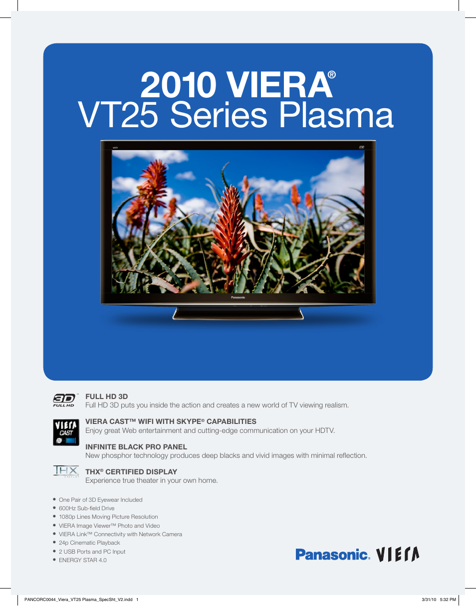 Panasonic VT25 User Manual | 2 pages