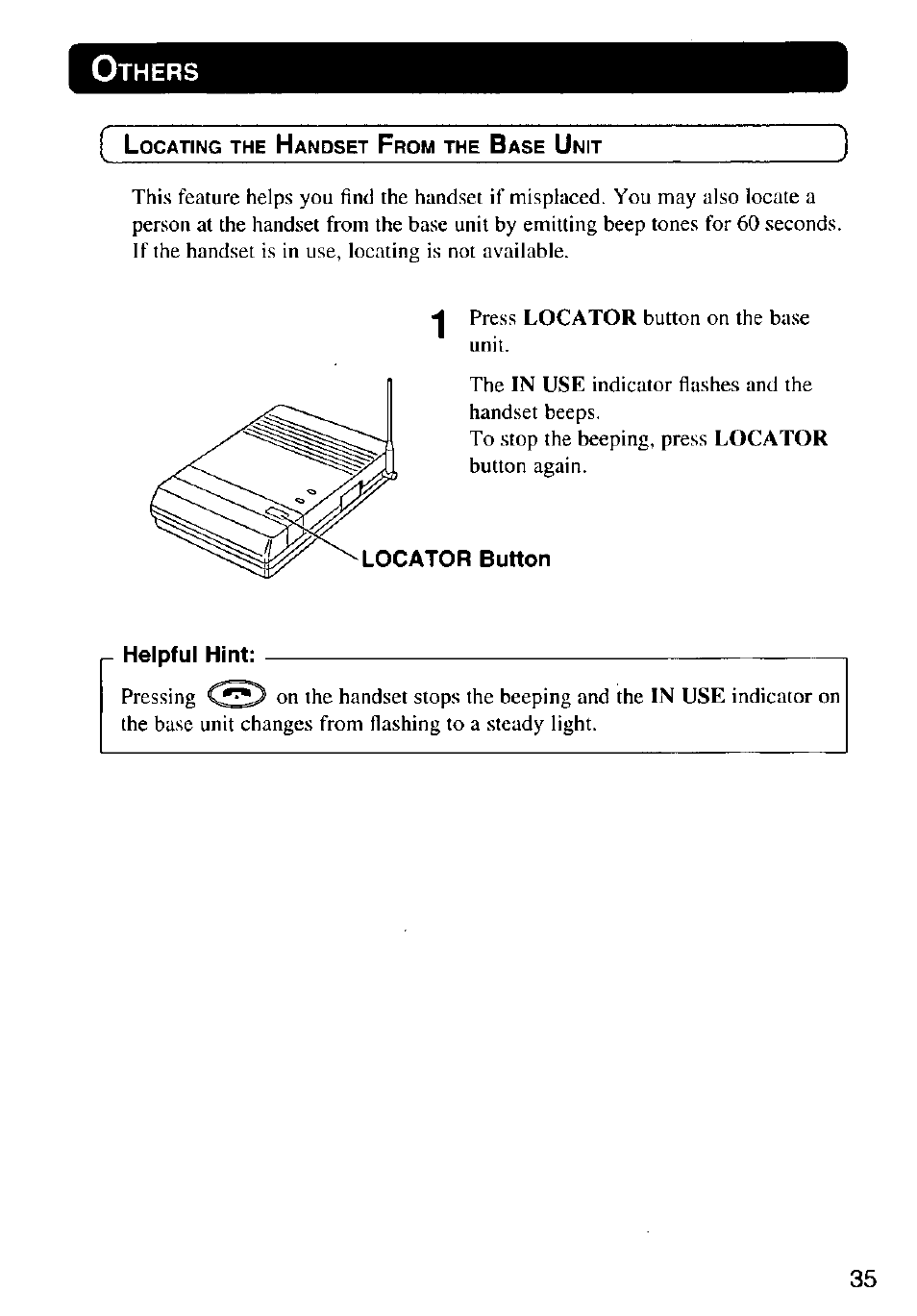 Helpful hint | Panasonic KX-T7885 User Manual | Page 35 / 48