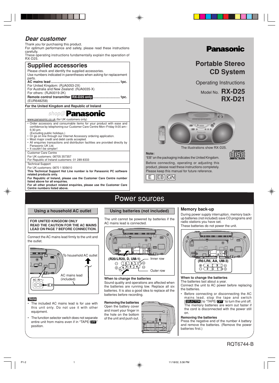 Panasonic RX-D21 User Manual | 8 pages