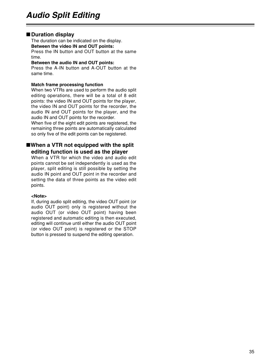 Audio split editing | Panasonic HD1700pe User Manual | Page 35 / 134