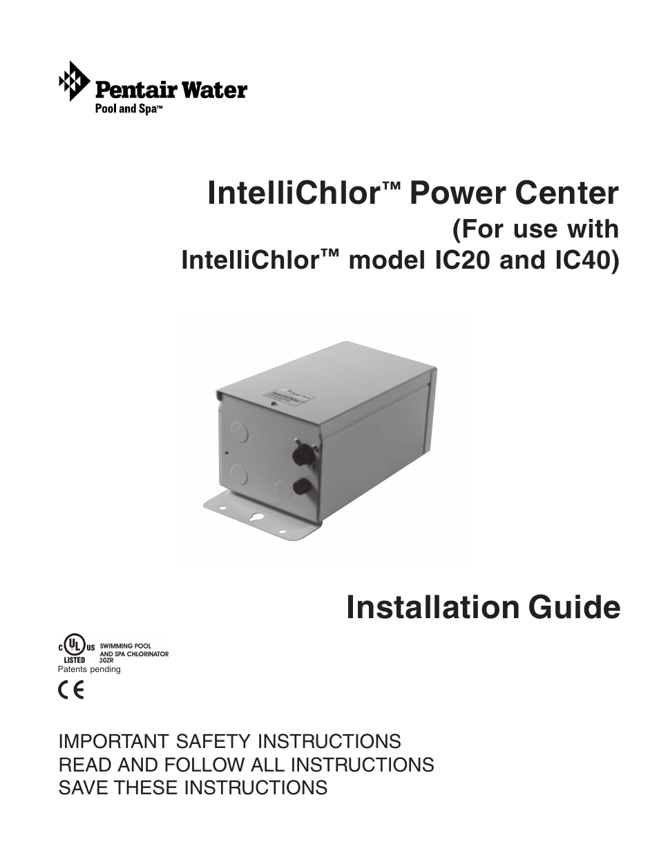 Pentair C40 User Manual | 13 pages