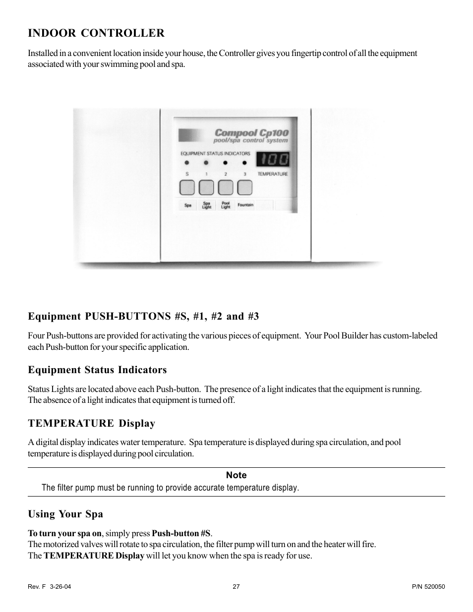 Indoor controller | Pentair EasyTouch Pool/Spa Control System LX-100EZ User Manual | Page 27 / 32