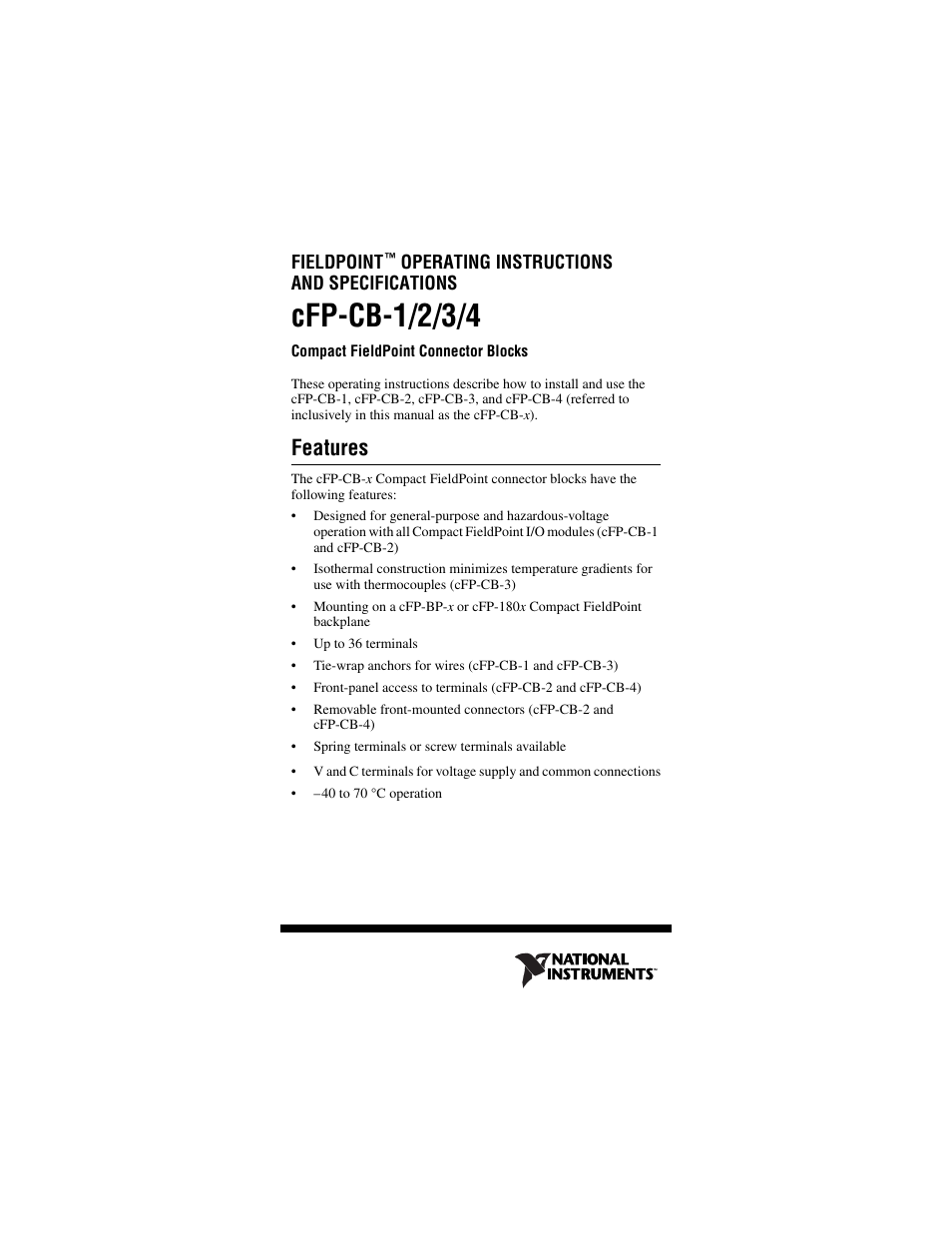 National Instruments CFP-CB-3 User Manual | 20 pages
