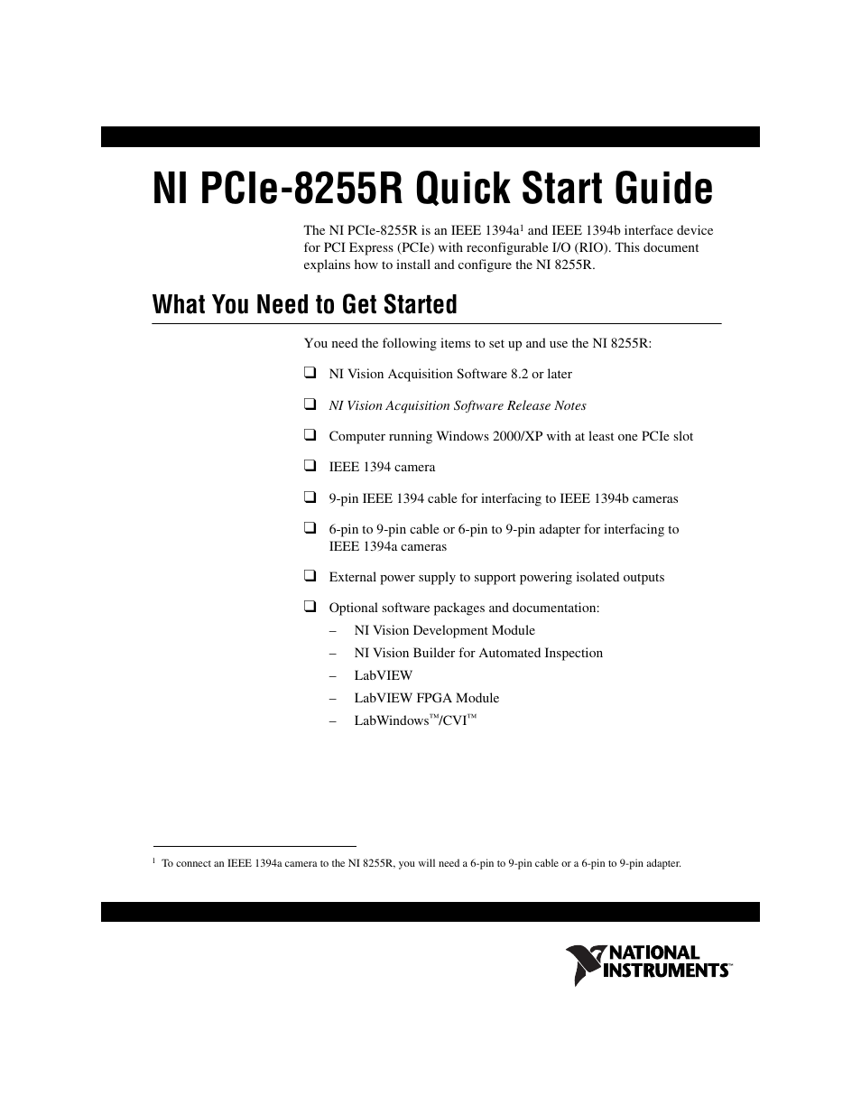 National Instruments NI PCIe-8255R User Manual | 16 pages
