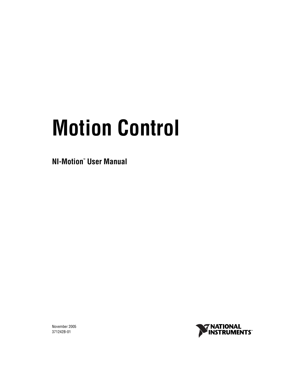 National Instruments NI-Motion User Manual | 305 pages