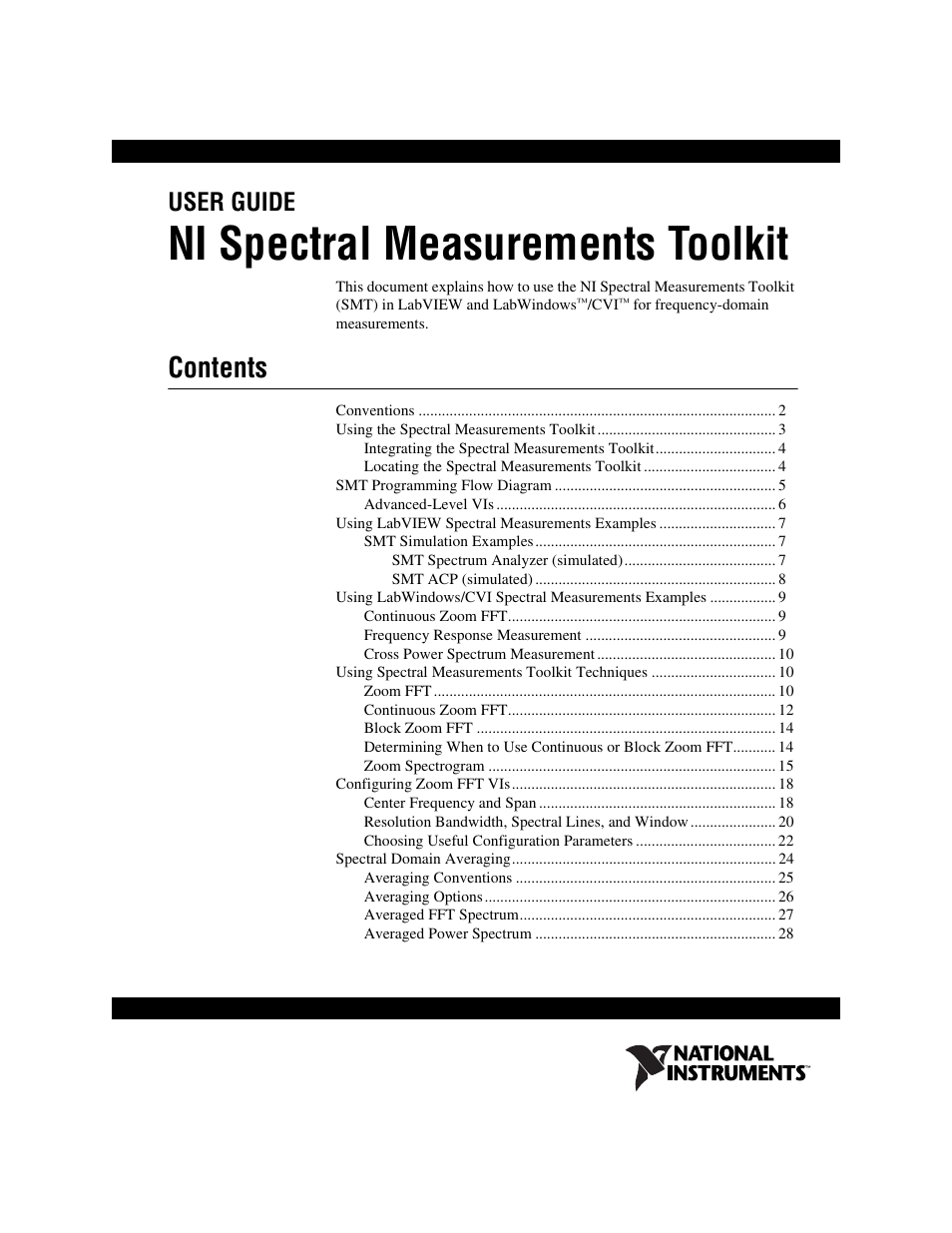National Instruments NI Spectral Measurements Toolkit User Manual | 35 pages