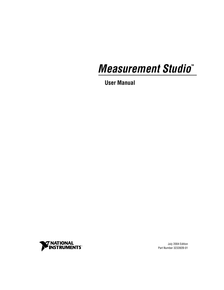 National Instruments Measurement Studio User Manual | 66 pages