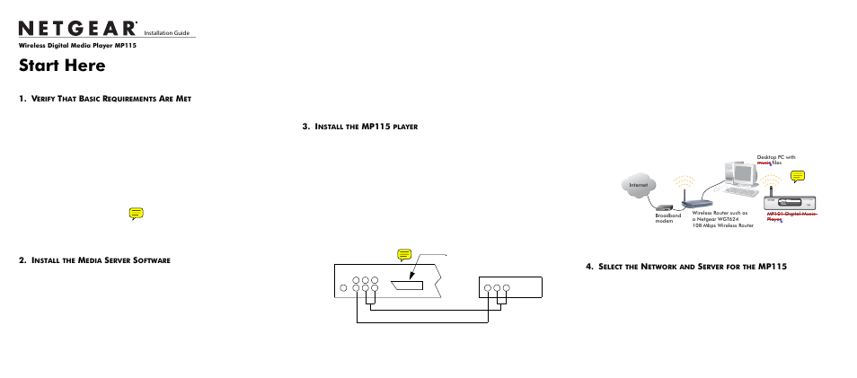 NETGEAR Wireless Digital Media Player MP115 MP115NA User Manual | 2 pages