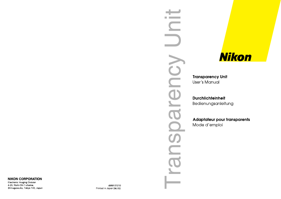 Nikon Transparency Unit User Manual | 28 pages
