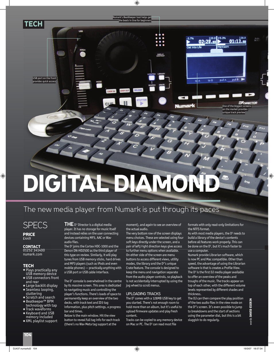 Numark Industries DIGITAL DIAMOND THED2 User Manual | 2 pages