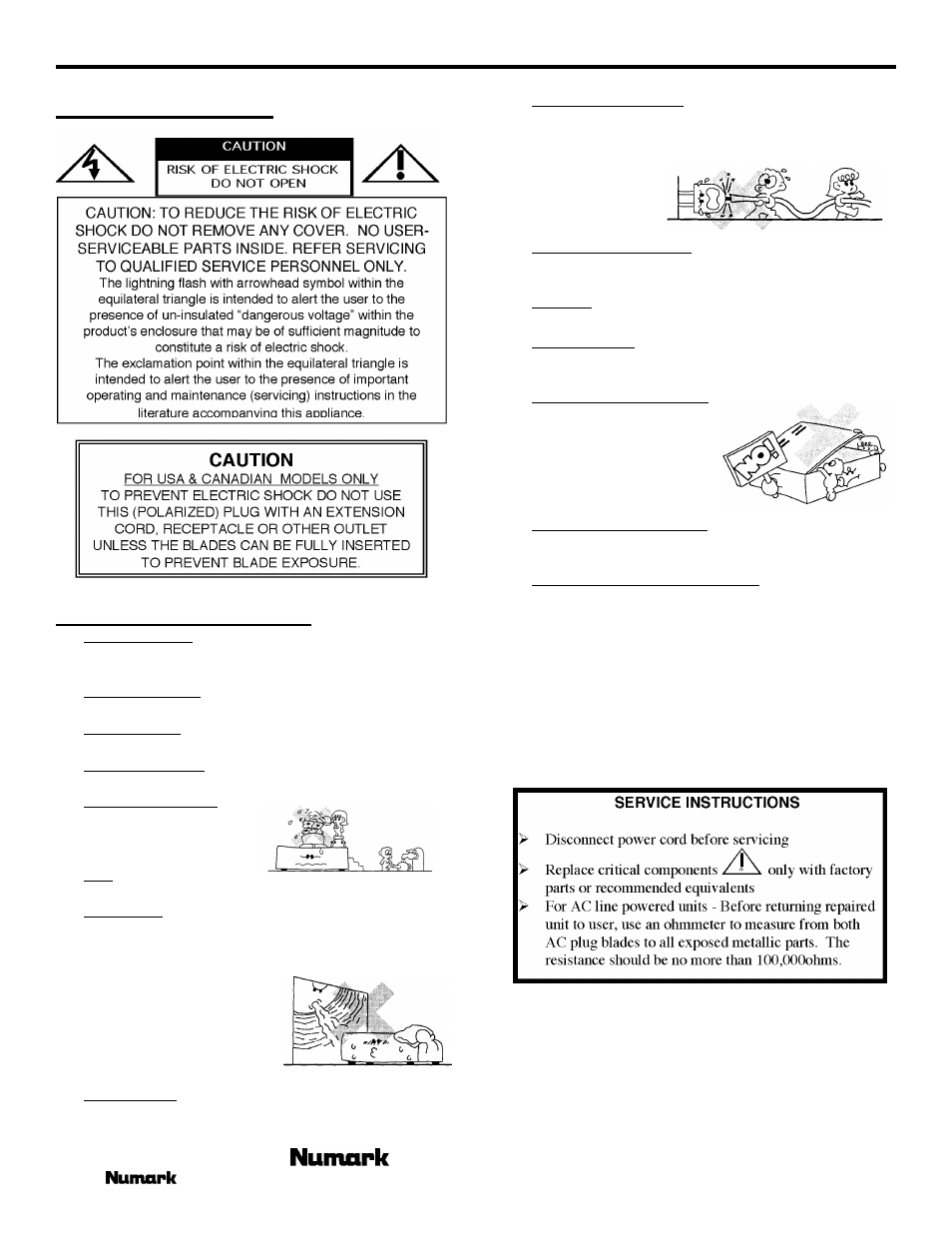 Safety information, Safety instructions | Numark Industries RM6 User Manual | Page 2 / 8