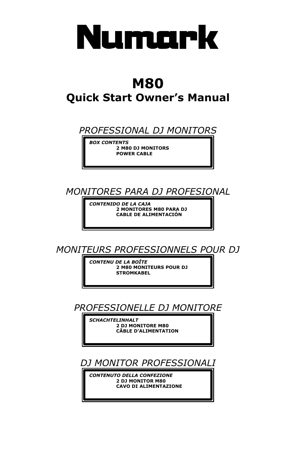 Numark Industries M80 User Manual | 11 pages